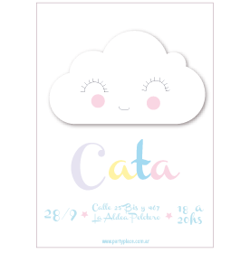 Invitación Baby Sky Modelo nube. Pers